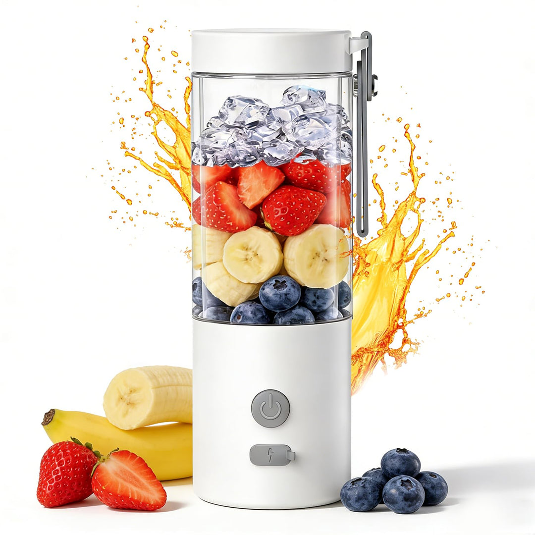Tragbarer Mixer Smoothie Maker to go 450ml, Mini Standmixer mit 6 Edelstahl-Klingen, Portable Blende