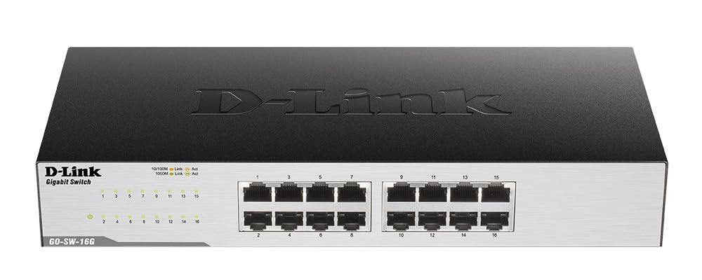 D-Link GO-SW-16G Gigabit Easy Ethernet Gigabit Desktop Switch, Schwarz ( Design kann variieren ) 16