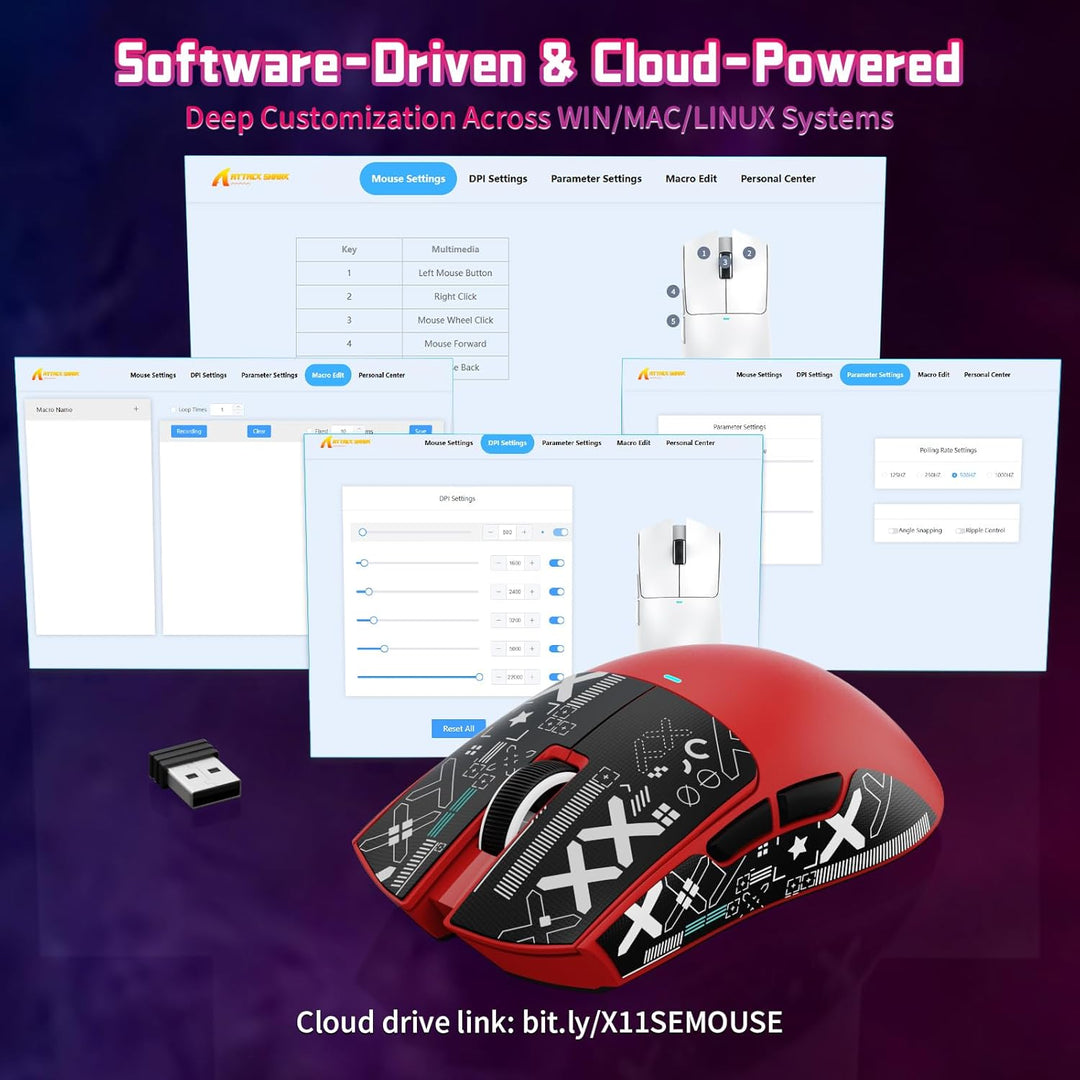 ATTACK SHARK X11 SE Kabellose Gaming-Maus, PixArt PAW3311 Gaming-Sensor, BT/2.4G Wireless/Kabelgebun