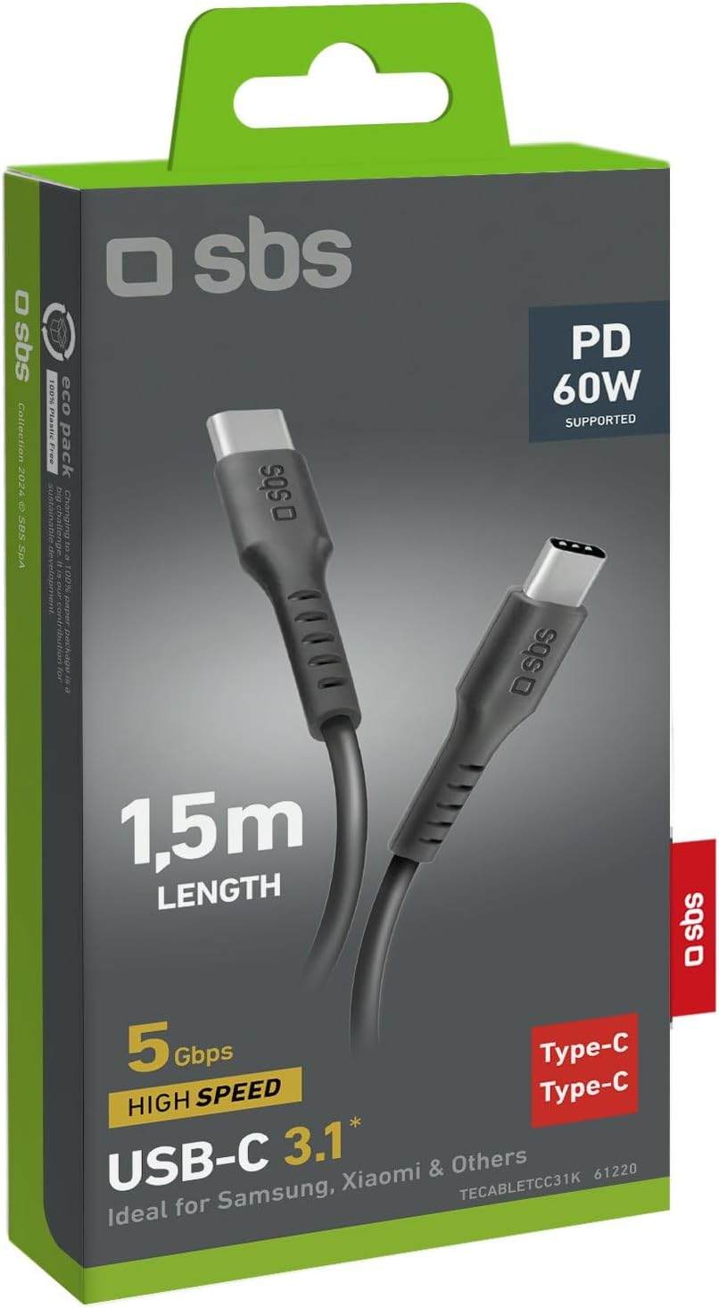 SBS CABLE DATOS/CARGA USB 3.1 TYPE C - TYPE C 1,5MTS