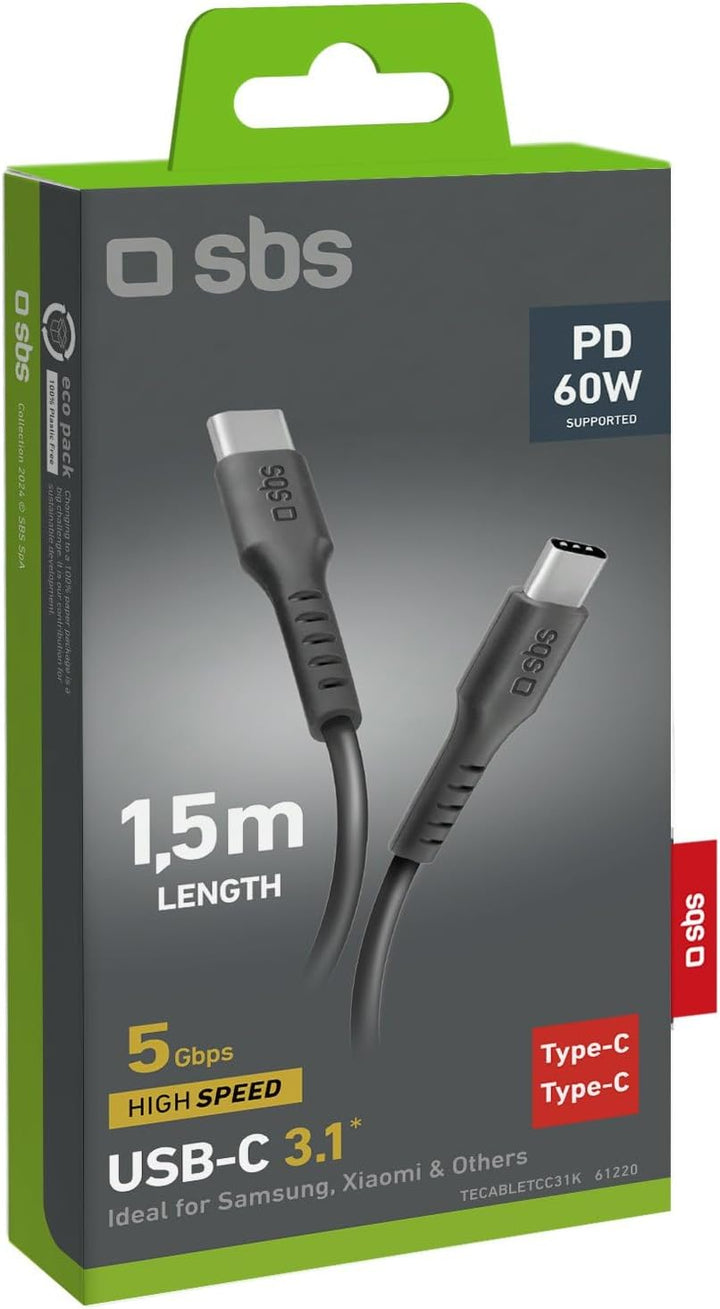 SBS CABLE DATOS/CARGA USB 3.1 TYPE C - TYPE C 1,5MTS