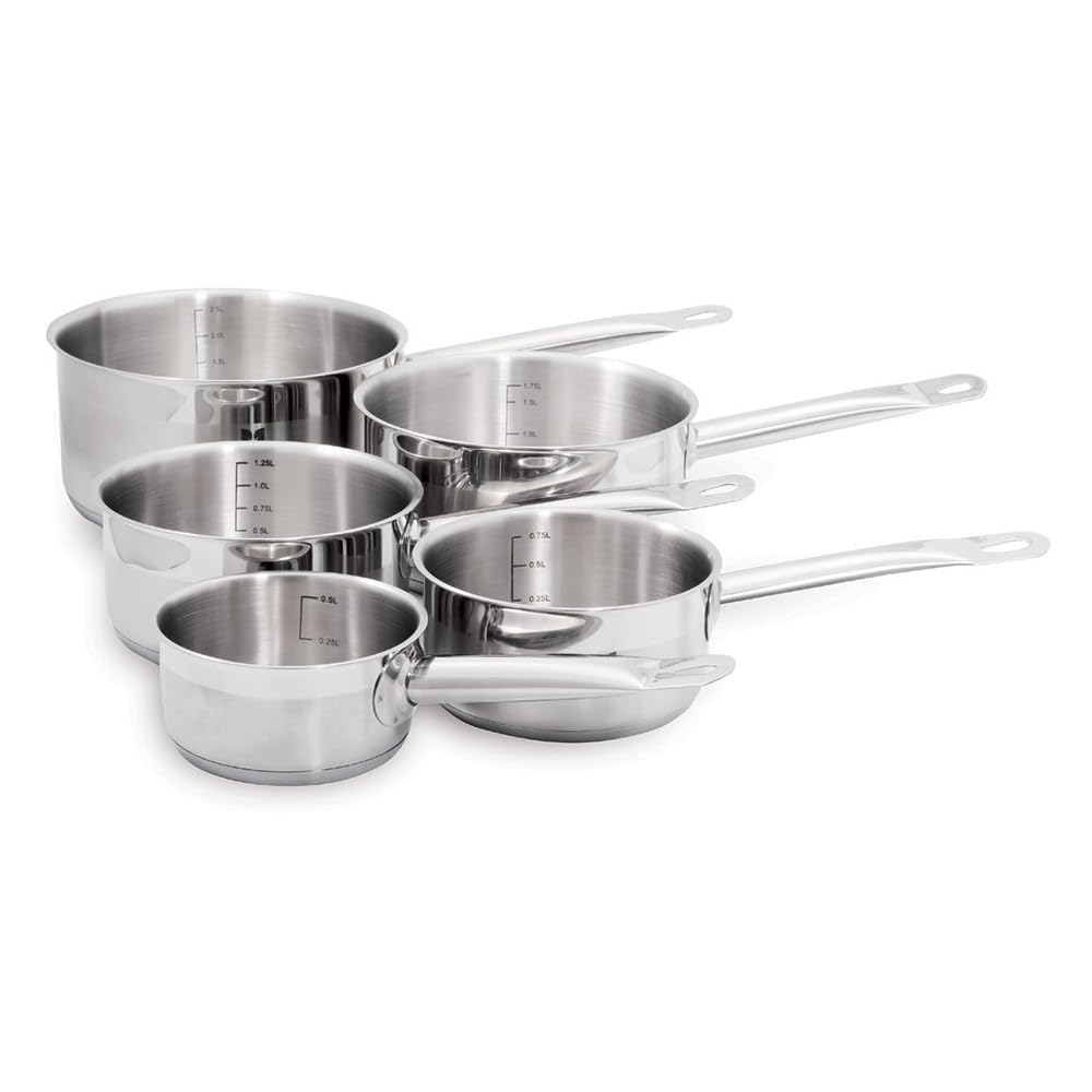 BAUMALU 344200 Topfset für 5 Töpfe, Edelstahl, Gastronomie – für alle Herde und Induktion, metallisc