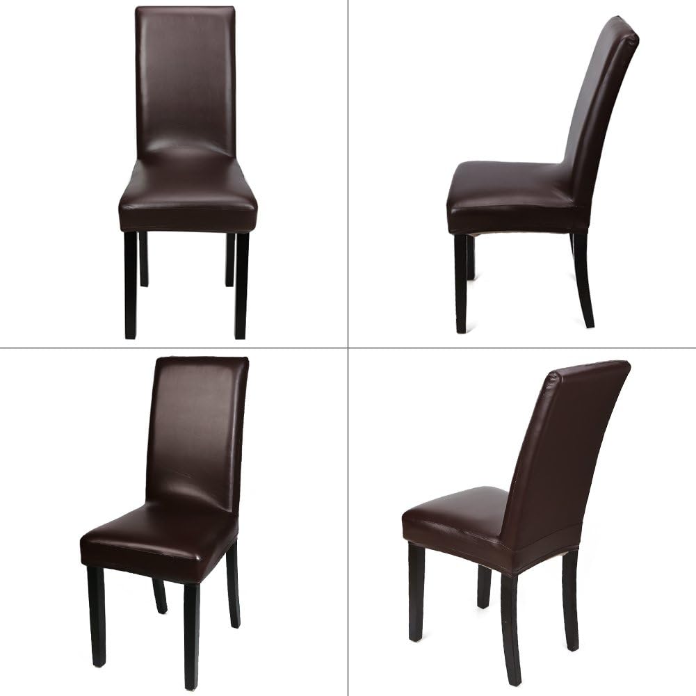 YISUN 4er/6er Set Esszimmer Stuhlhussen, solide Pu Leder wasserdichte Stretch Esszimmerstuhl Schutzh