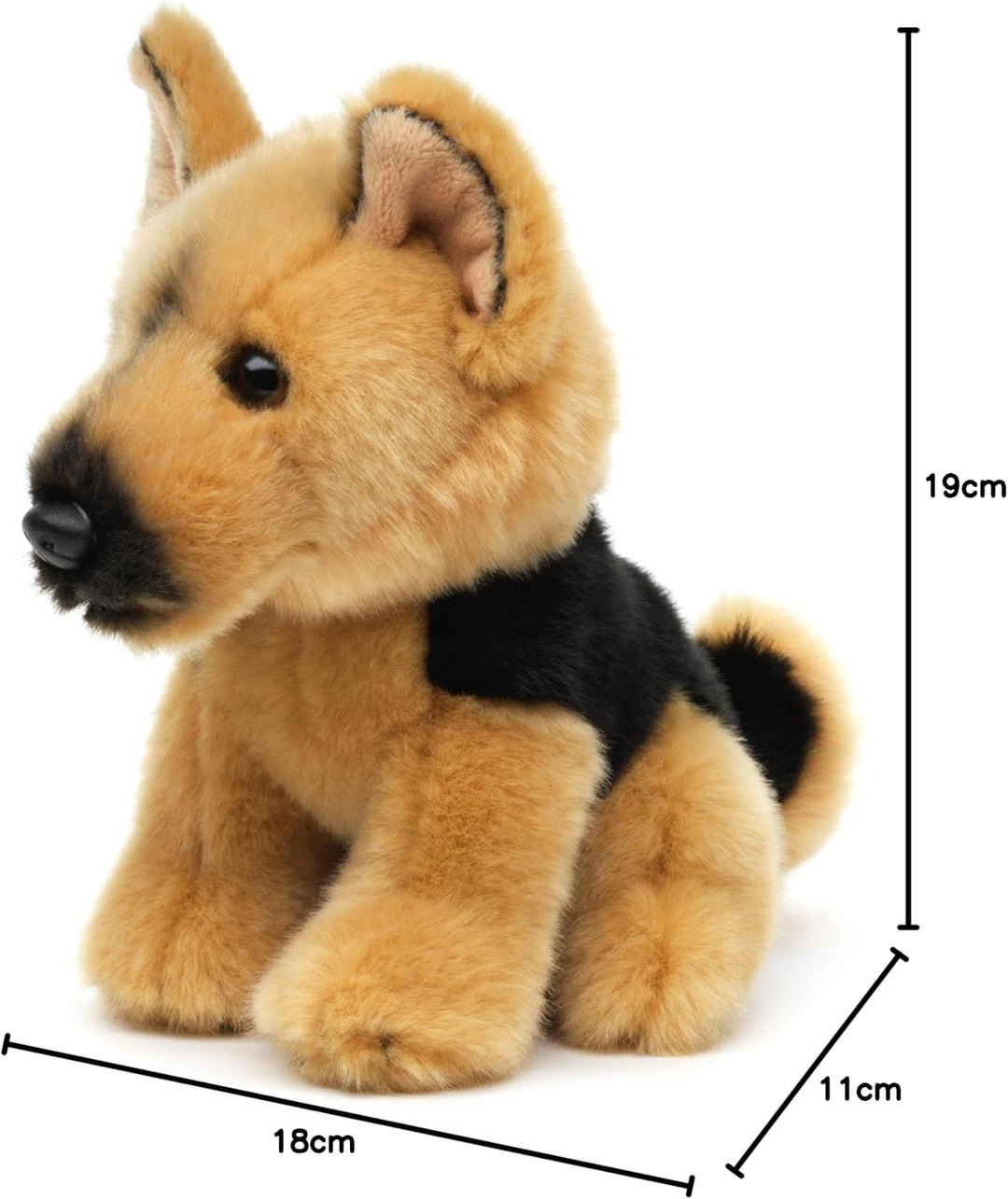 Uni-Toys - Deutscher Schäferhund, sitzend - 19 cm (Höhe) - Plüsch-Hund - Plüschtier, Kuscheltier Deu