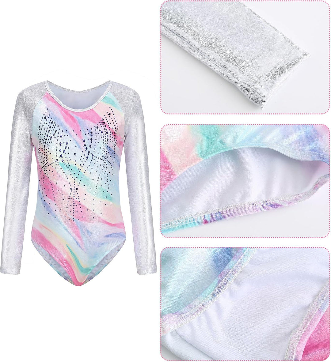 SEAUR Mädchen Turnanzug Turnshorts Haarband Set Kinder Turnen Trikot Shorts Gymnastik Ärmellos/Langa
