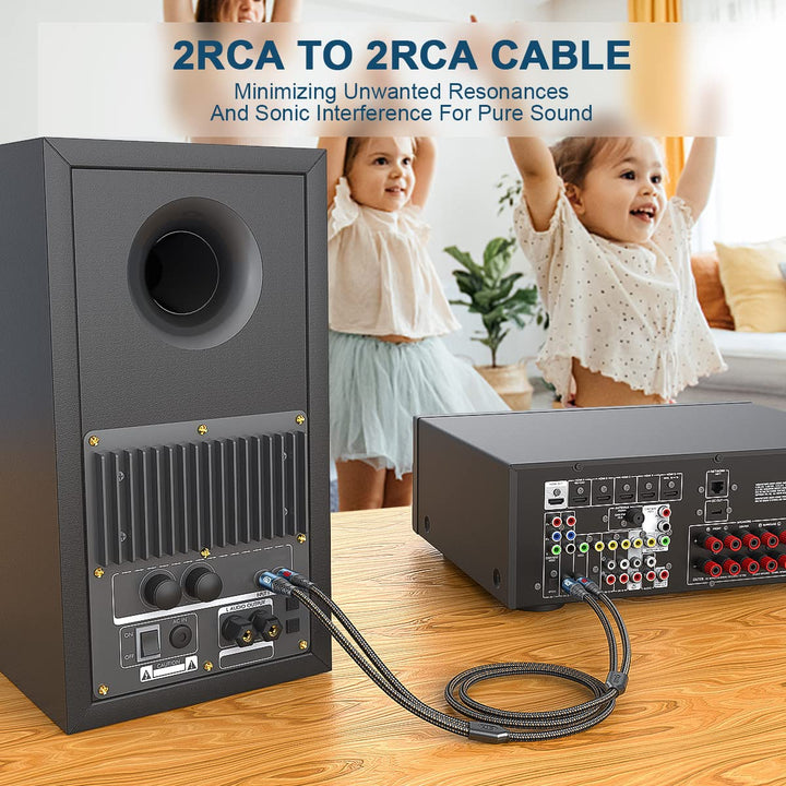 EMK 2Cinch Kabel Subwooferkabel Cinch Kabel RCA Verlängerungskabel 2x2 RCA(R&L) Stecker Aluminium Ge