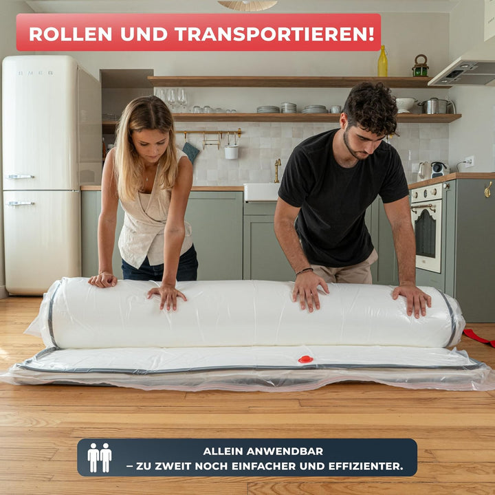 Wrappybag – Vakuumbeutel für Matratzen 200x200 – Komplett-Set mit wiederverwendbarer, wasserdichter