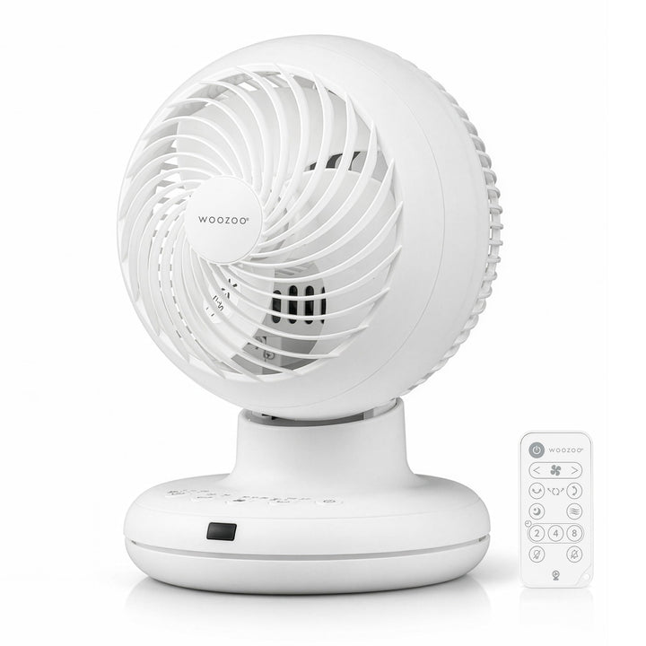 Iris Ohyama Woozoo Tischventilator, 30 m², Weiss, 3 Geschwindigkeiten, Fernbedienung, Leise, Multidi