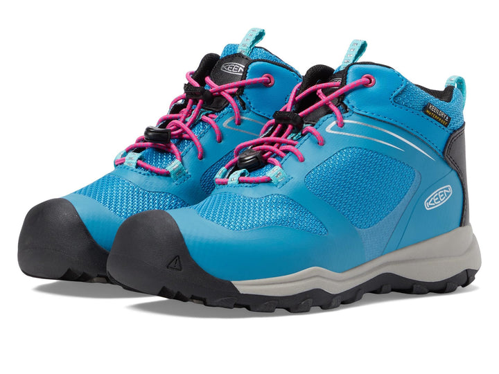 KEEN Unisex Kinder Wanduro Mid Waterproof Wanderstiefel 24 EU Fjord Blue Fuchsia Purple, 24 EU Fjord