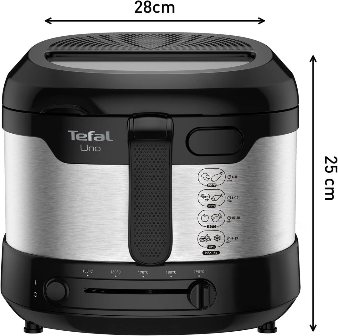 Tefal Uno M Fritteuse FF215D | 1600 Watt | Kapazität: 1 kg | Einstellbares Thermostat | Sichtfenster