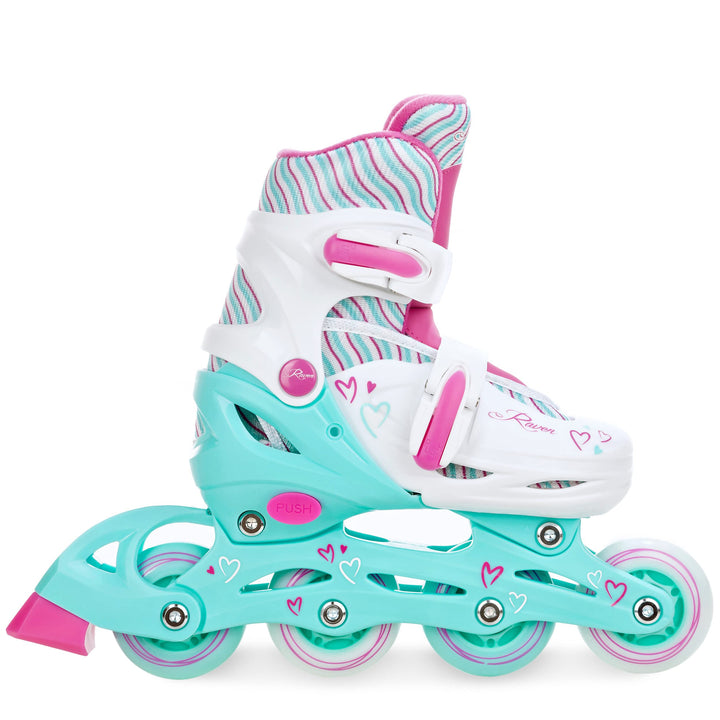 Kinder Inline Skates Inliner Raven Lia verstellbar mit LED Leuchtrad 27-30 (16,5-18,5cm) Raven Loret