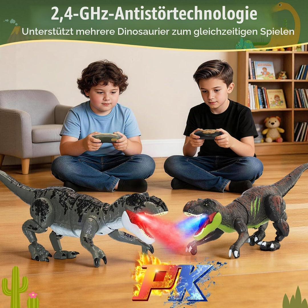 LEAPRCSTORE Ferngesteuertes Dinosaurier Spielzeug für Kinder mit Sprühen | Lichtern und Brüllen, Ele