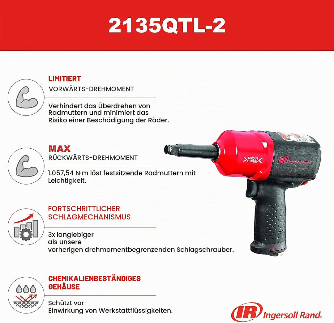 Ingersoll Rand Druckluft Schlagschrauber 2135QTL-2, Drehmomentbegrenzer Schlagschrauber, Vierkant We