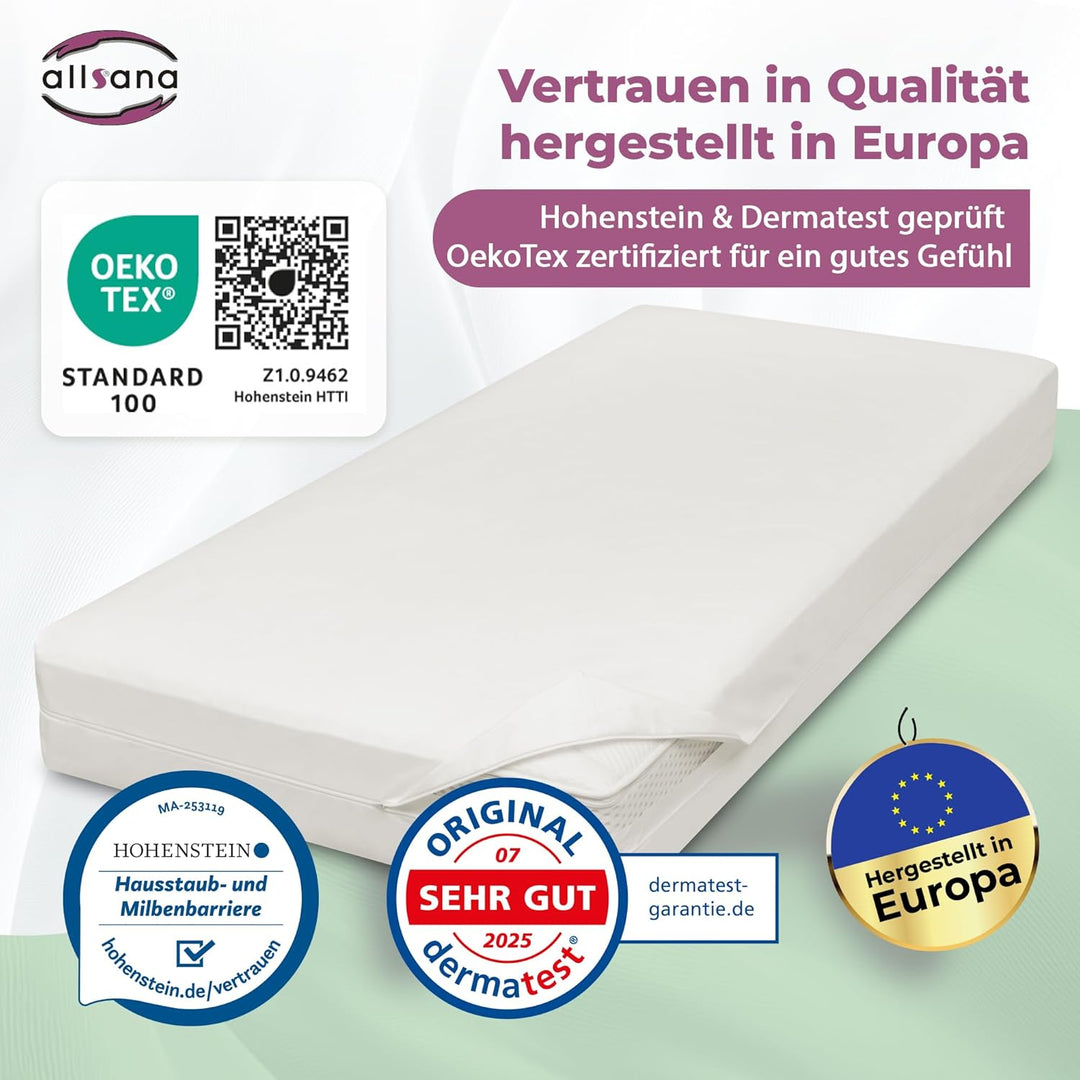 Allsana Allergiker Matratzenbezug 80x200x20 cm | Allergie Bettwäsche | Anti Milben Encasing | Milben