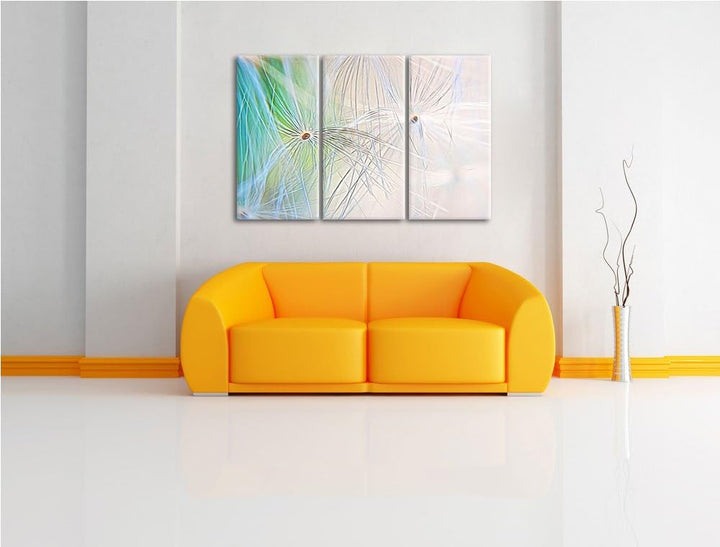 zarte Pusteblumenpollen NewArt 3-Teiler Leinwandbild 120x80 Bild auf Leinwand, XXL riesige Bilder fe