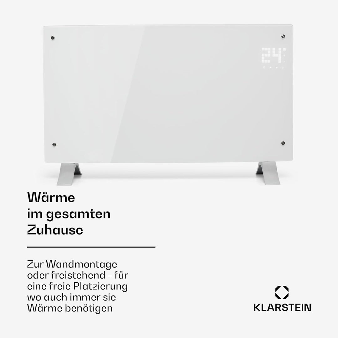Klarstein Elektroheizung, Konvektor-Heizung Freistehend oder Wandmontage, Energiesparend, App-Contro