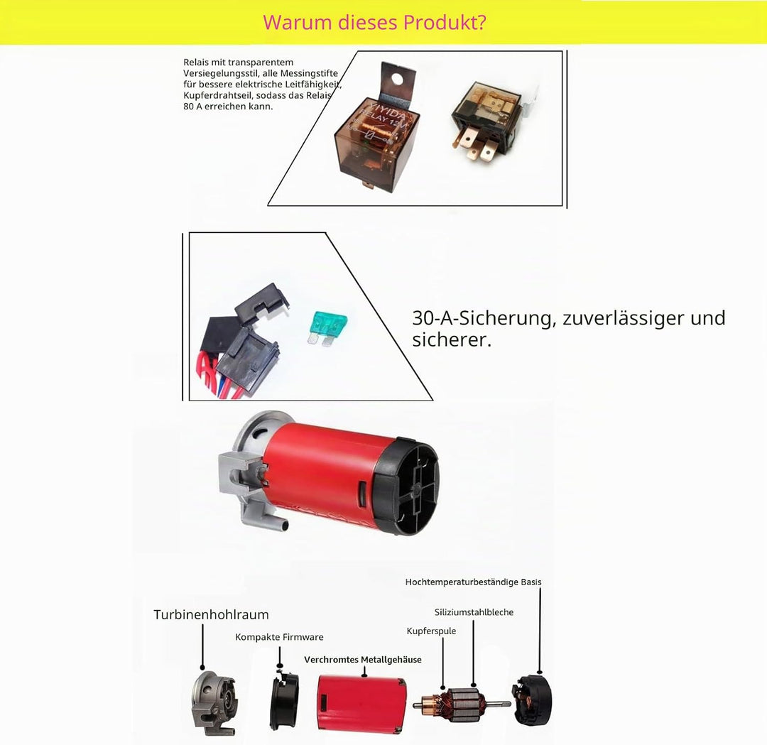 YIYIDA Autohupe LKW Hupe Air Horn 175db Lautsprecher Schiffshupe Zink Chrom Silber Elektrische Hupe
