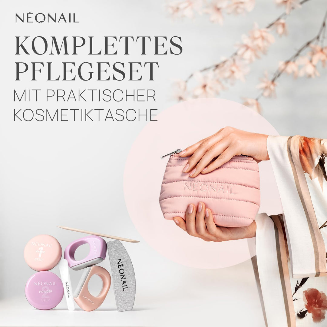 NÉONAIL Japanese Manicure Ritual – Japanisches Maniküre Set mit Kosmetiktasche, Nagelfeile & Buffer