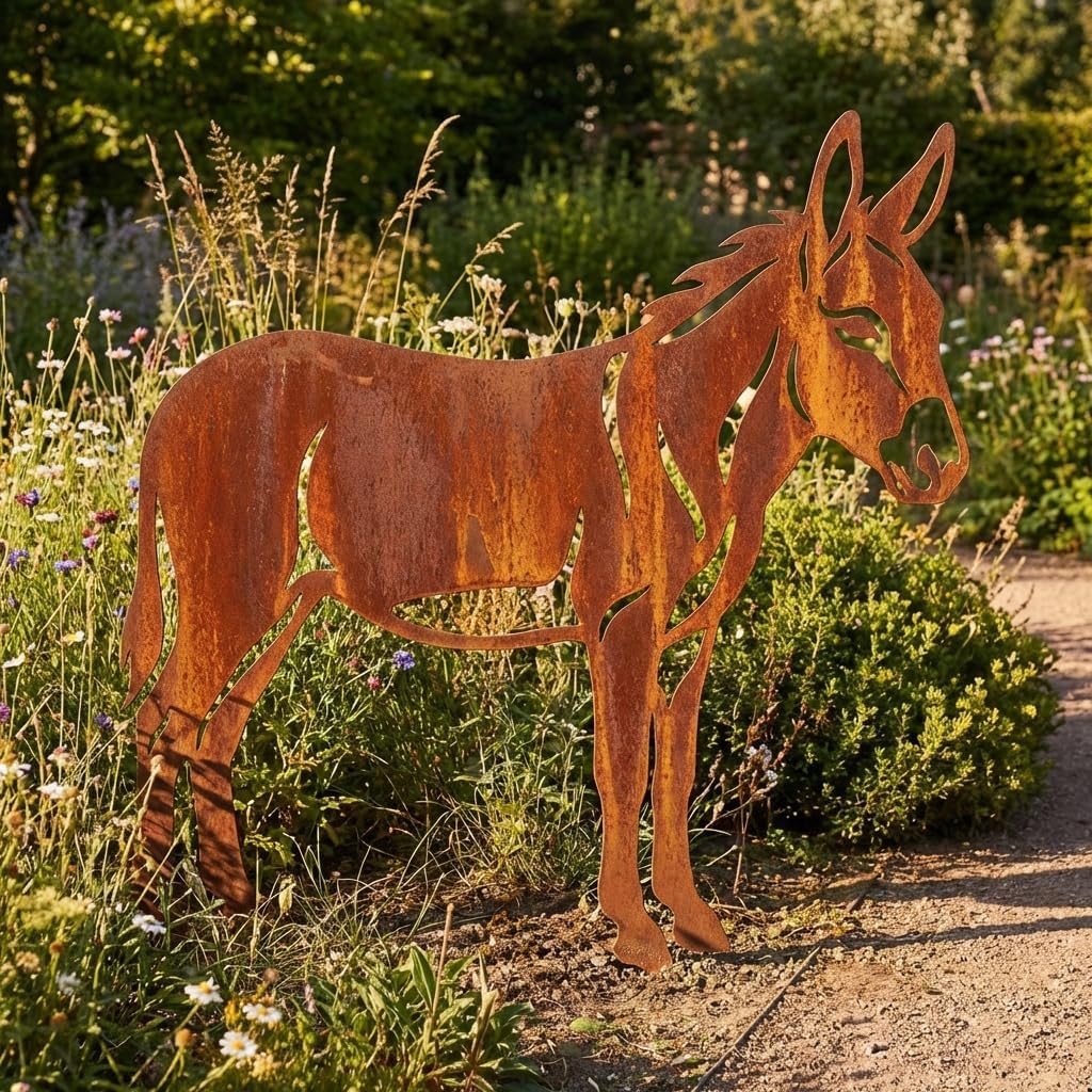 Kapaga - Gartenfigur aus Rost auf Einschlagbeinen - Metall Tierfigur - Edelrost Dekofigur - Tier Fig