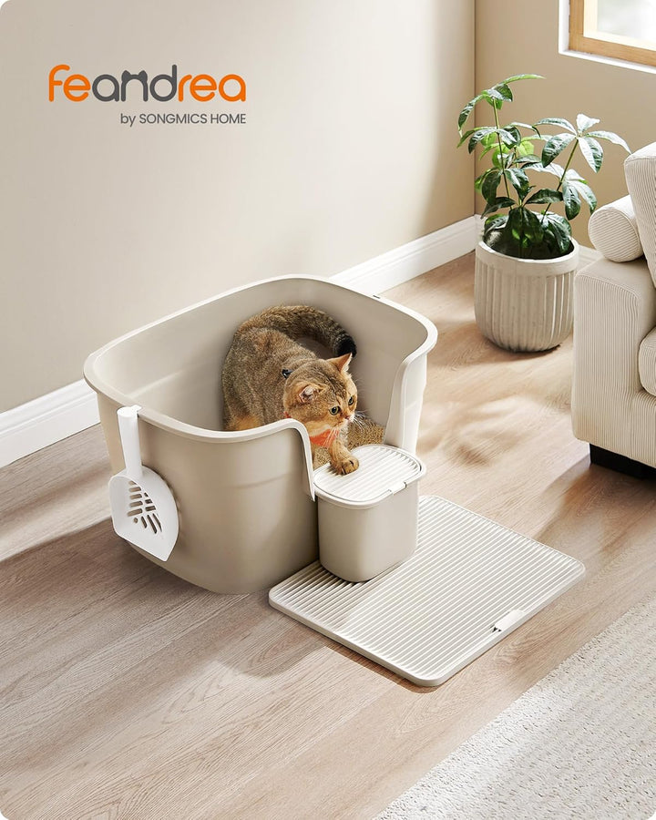 Feandrea Katzenklo, extragrosse Katzentoilette, mit hohen Seitenwänden, Katzenstreumatte, Aufbewahru