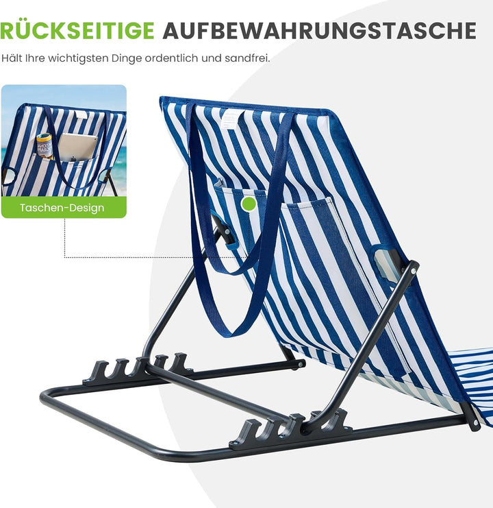 Palawano Sonnenliege für Garten & Strand – Verstellbare 5-Positionen Strandmatte, Leicht & TragbarLi