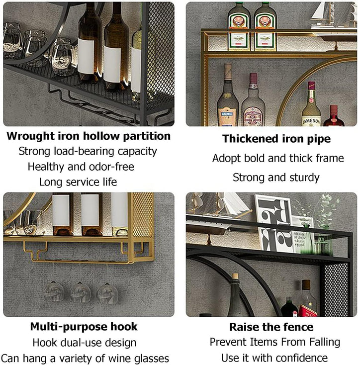 Rmeet Moderne Metall Wand montiert Wein Display Rack, 3-Schicht-Eisen-Rack, Weinregal, Wand-montiert