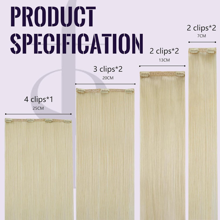 Fshine Clip in Extensions Echthaar 45cm Extensions Faber Platinblond Voller Kopf Remy Haarverlängeru