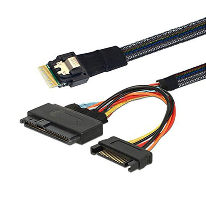 Slimline Mini SAS SFF-8654 4I 38P auf SAS SFF-8639 U.2 mit SATA15P-Stecker Adapterkabel für Server M