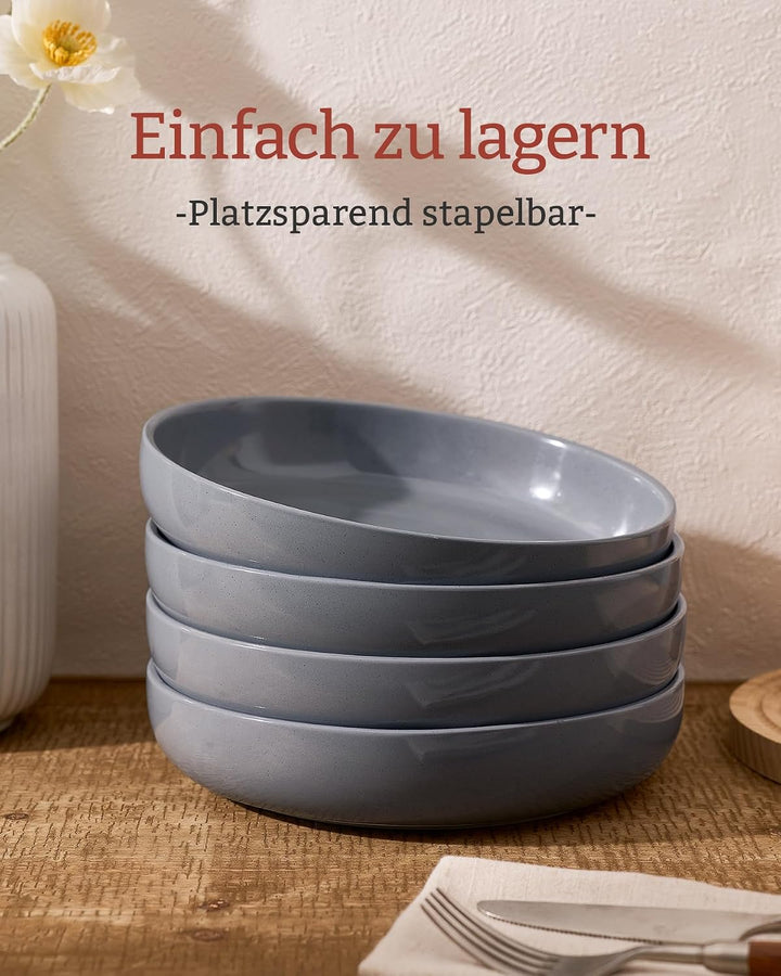 Richmount Milkyway Schalen Set 6, 20cm grosse tiefe Pastateller, Dunkelgrau | Pastaschale für 6 Pers