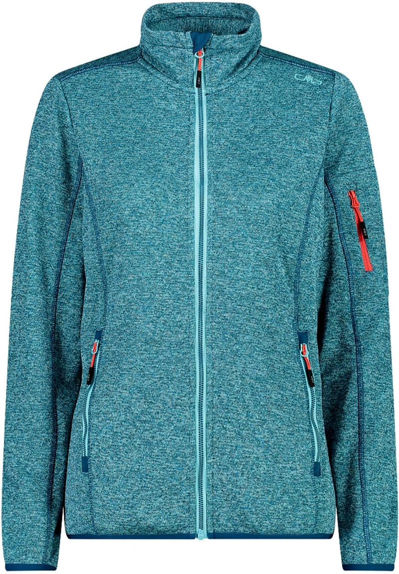 CMP Damen Lightweight Knitted Fleece Jacket With Mesh WOMAN JACKET 36 Acqua-darker, 36 Acqua-darker