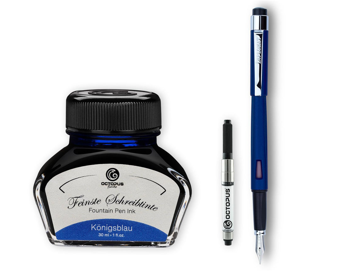 Diplomat Magnum Indigo Blau Füllhalter-Set, Füllfederhalter im Set mit Schreibtinte und Konverter, S