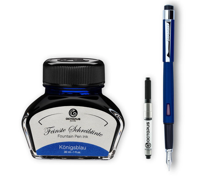 Diplomat Magnum Indigo Blau Füllhalter-Set, Füllfederhalter im Set mit Schreibtinte und Konverter, S
