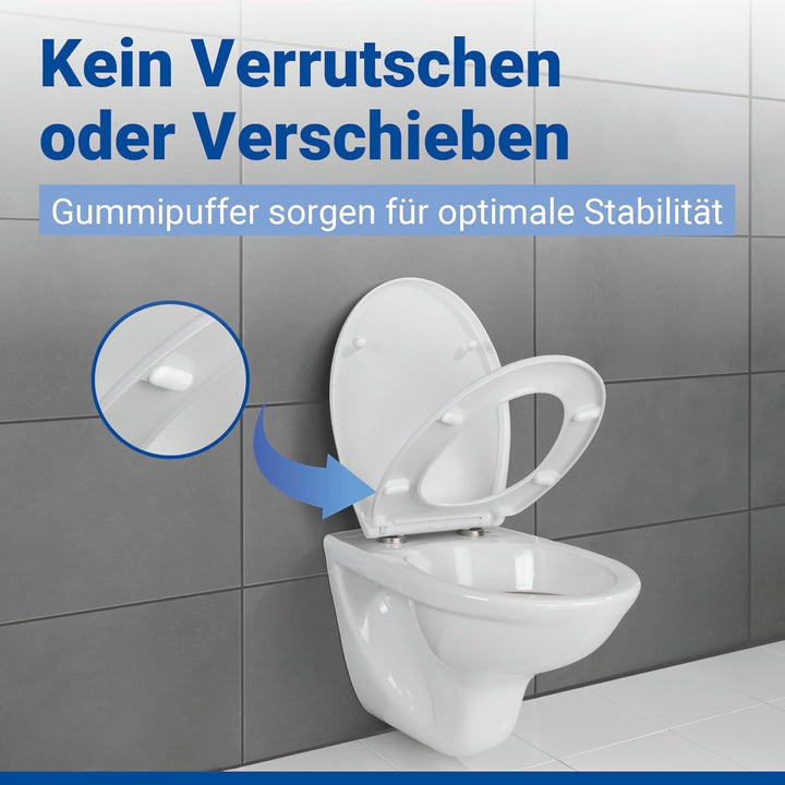 WENKO Toilettendeckel mit Absenkautomatik, oval, belastbar bis 175 kg, Klodeckel aus antibakterielle