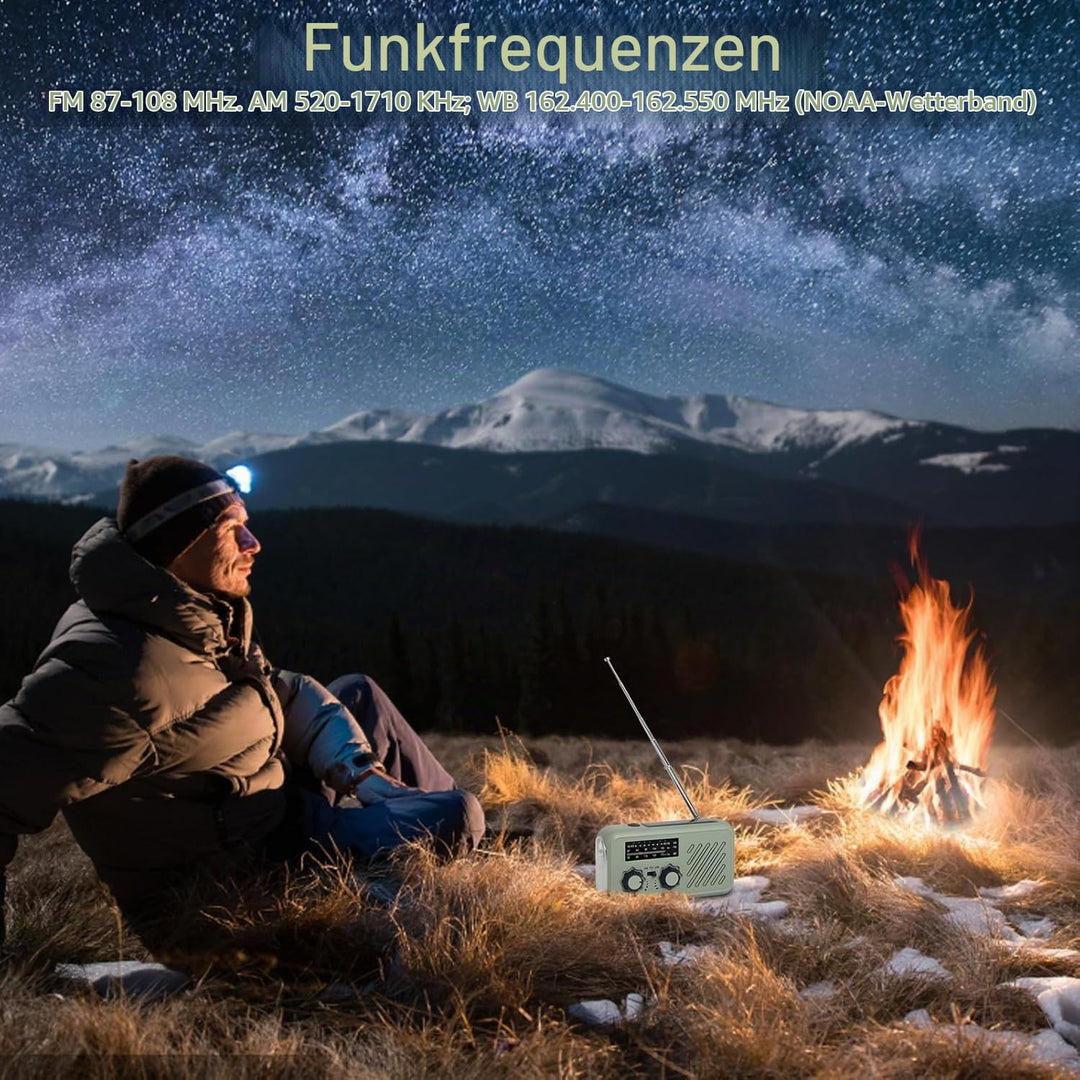 Notfall-Radio, Solar-Handkurbel-Radio AM FM USB wiederaufladbare Power Bank Notfall-Wetter-Radios fü