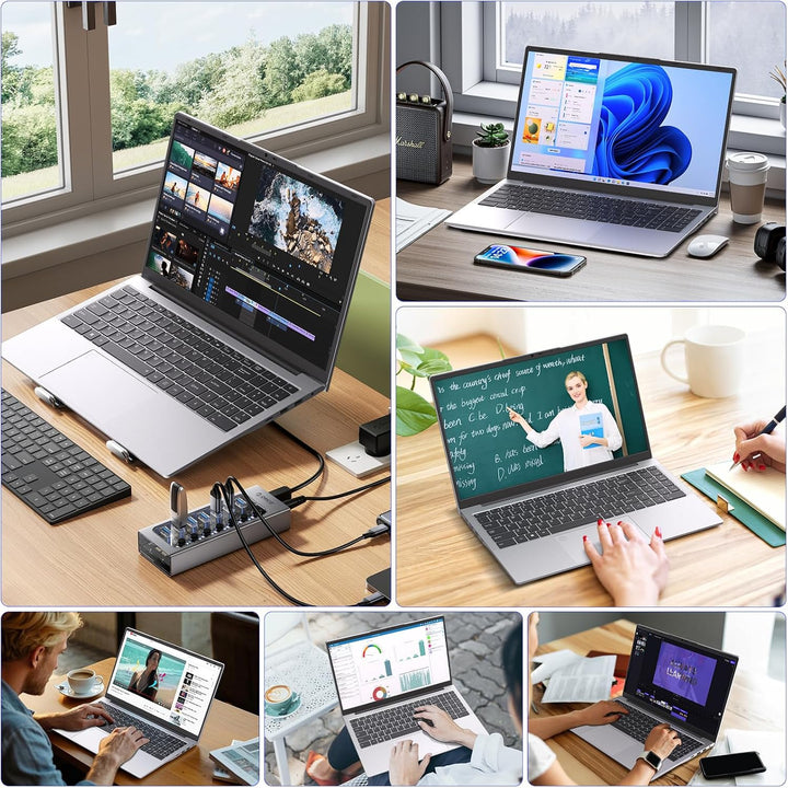 Auusda Laptop 15,6 Zoll, Notebook mit 8GB RAM 256GB SSD, Fingerabdrucksensor, beleuchtete Tastatur,