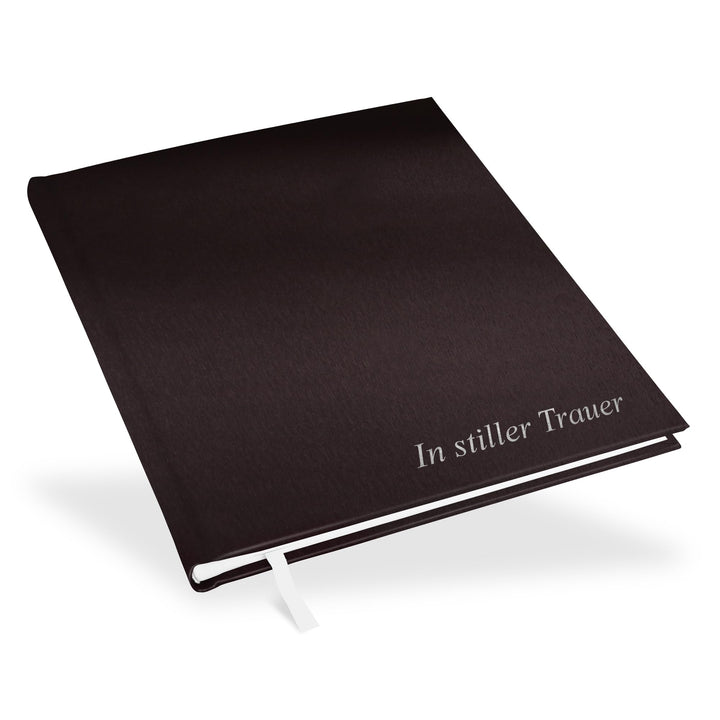 Gedenkbuch Beerdigung in mocca braun | Prägung "In stiller Trauer" | wattiertes Hardcover | Format 2