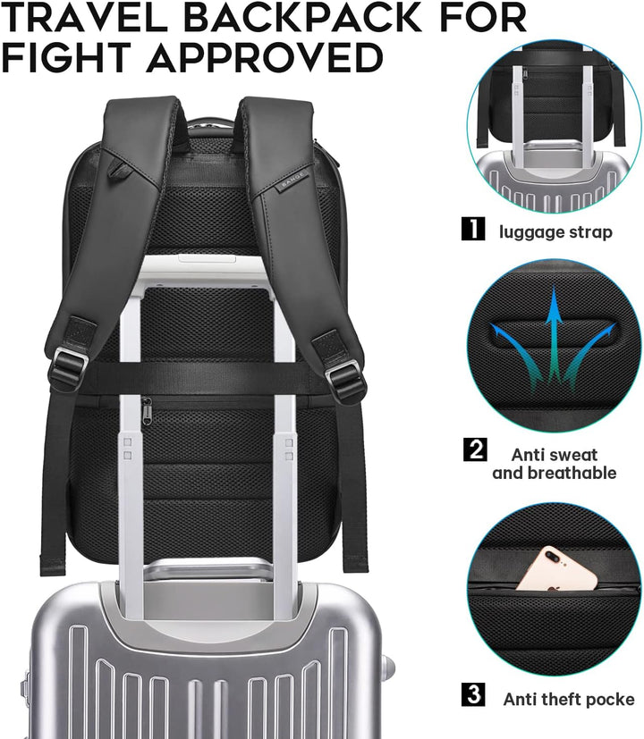 BANGE Laptop Business Männer Rucksack Wasserdicht Grosse Kapazität Externe Lade Port Tasche Grau Mod
