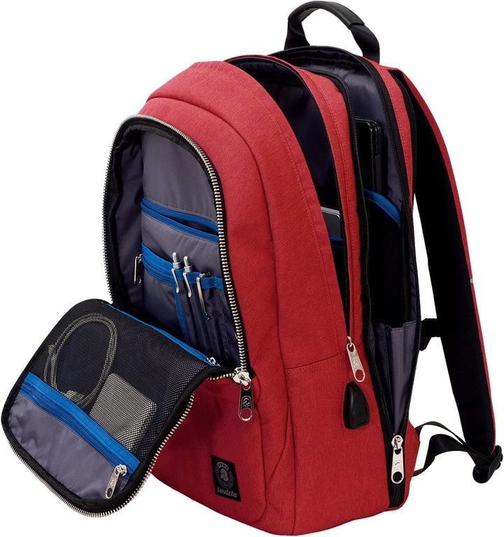 Invicta Biz L Bürorucksack - Rot - Laptopständer bis 15,6 Zoll - USB-Adapter - Arbeit Rot Iv L, Rot