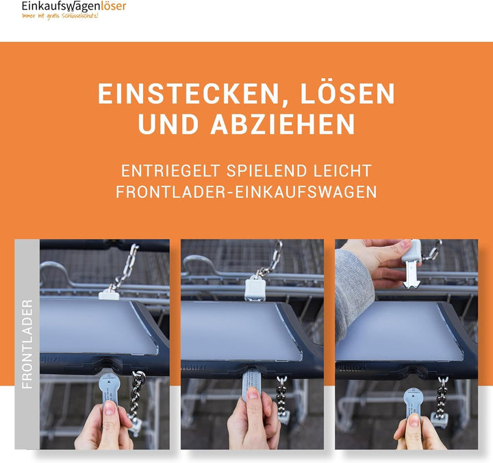 Einkaufswagenlöser ® 5er Set/Schlüsselanhänger Einkaufschip mit Schlüsselfundservice/Abziehbarer Ein