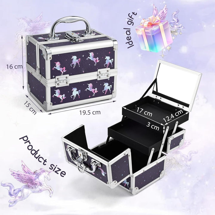 Joligrace Kosmetikkoffer Schminkkoffer, Kosmetik Make up Organizer Koffer Mit Schlüssel und Spiegel