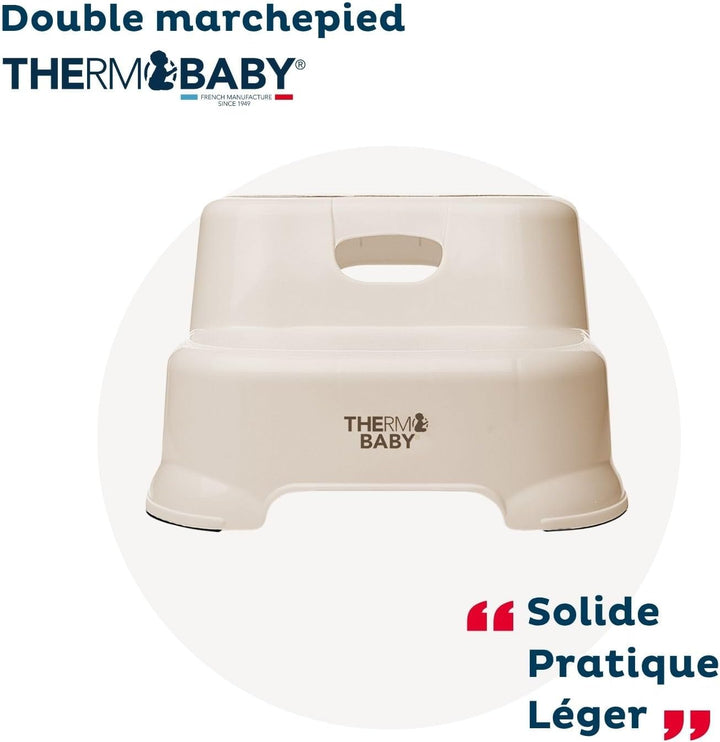 THERMOBABY - Doppeltritthocker, rutschfest, ab 18 Monaten, leicht und stabil, für Toilette, Waschbec