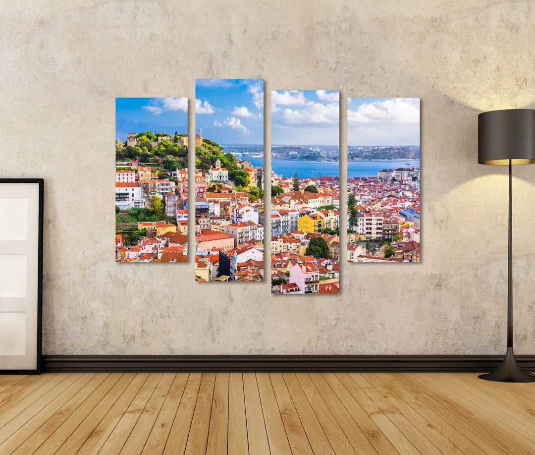islandburner Bild auf Leinwand Lissabon Portugal Stadt Skyline Lisbon Sao Jorge Castle Bilder Wandbi