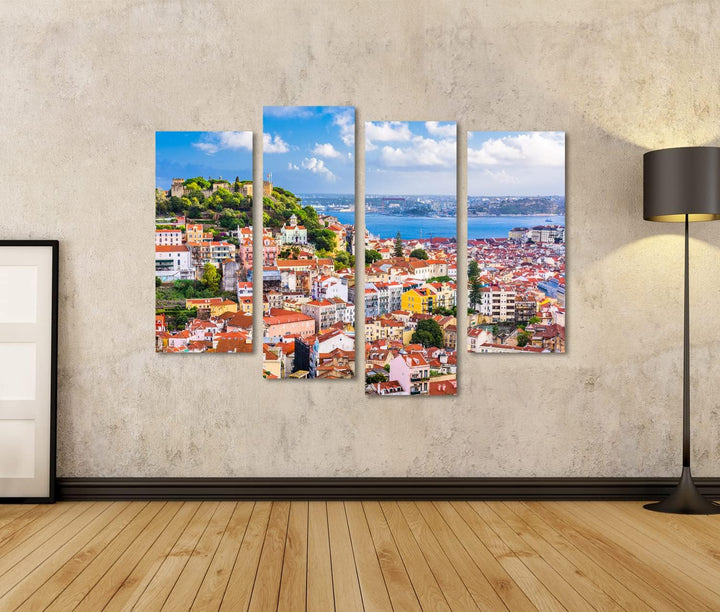 islandburner Bild auf Leinwand Lissabon Portugal Stadt Skyline Lisbon Sao Jorge Castle Bilder Wandbi