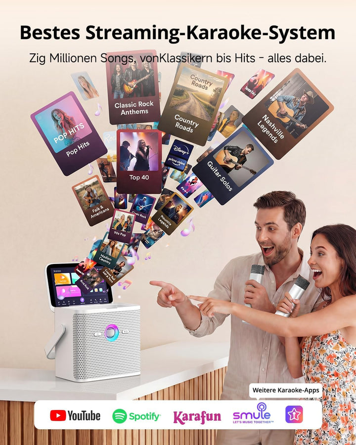 Ikarao Karaoke-Maschine für Erwachsene Kinder, mit Songtext-Display, WiFi-Verbindung zu YouTube &amp; Ka