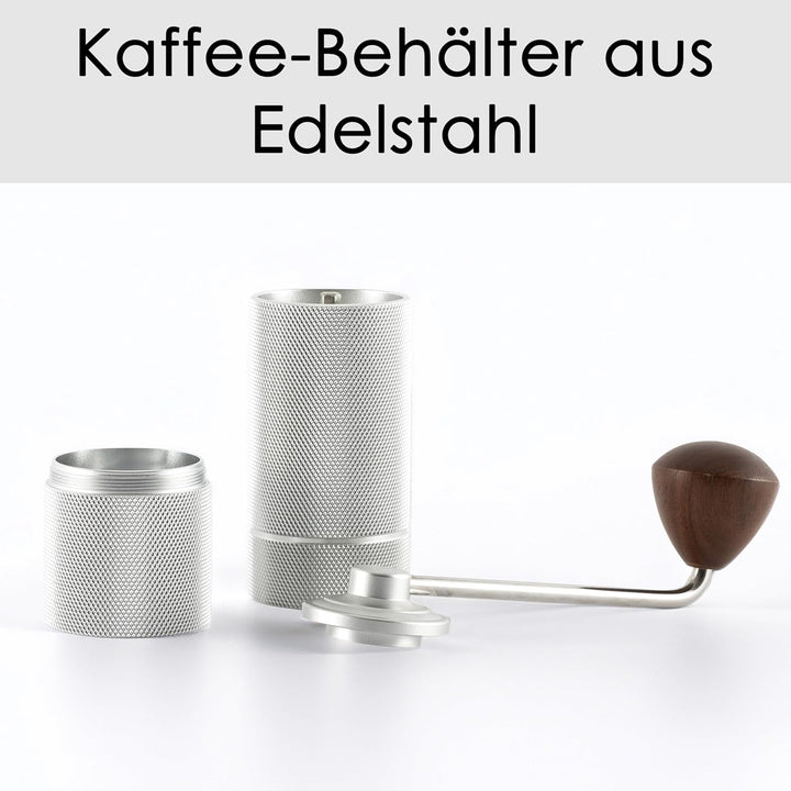Kaffeemühle - Manuelle Kaffeemühle mit Präzisions-Edelstahlmahlwerk und Holzgriff - Kegelmahlwerk fü