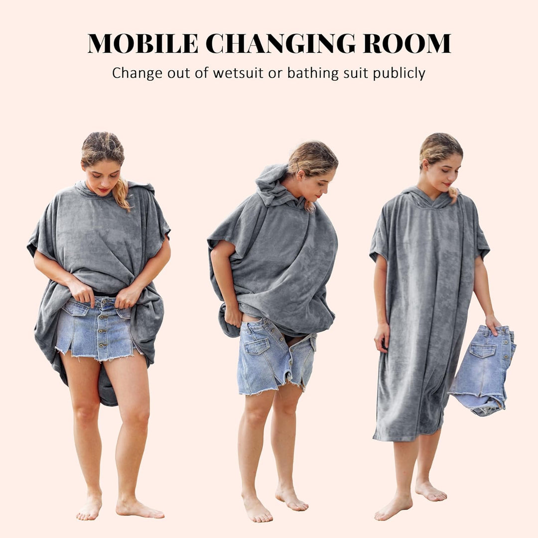 Kato Tirrinia Mikrofaser Frottee Surf Poncho Handtuch Badeponcho Bademäntel Sauna Damen Herren, Gros