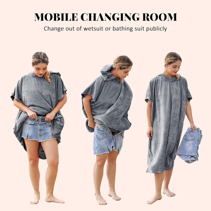Kato Tirrinia Mikrofaser Frottee Surf Poncho Handtuch Badeponcho Bademäntel Sauna Damen Herren, Gros