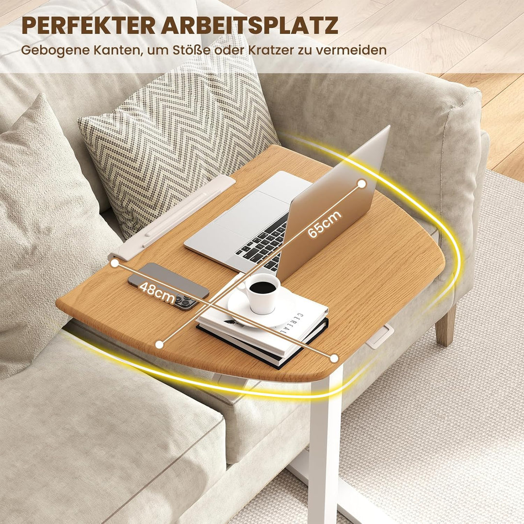 COSTWAY Pflegetisch mit versteckten Rollen, höhenverstellbarer Betttisch mit 90° neigbarer Tischplat