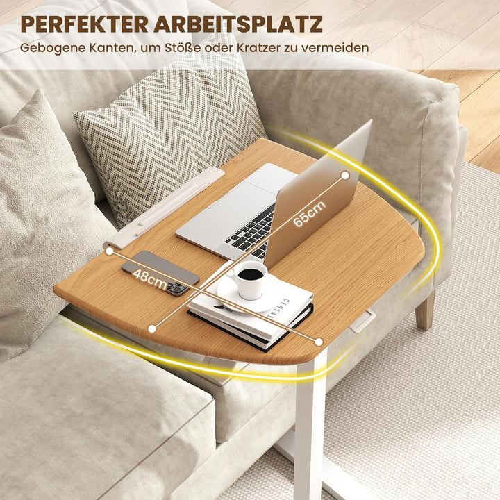 COSTWAY Pflegetisch mit versteckten Rollen, höhenverstellbarer Betttisch mit 90° neigbarer Tischplat
