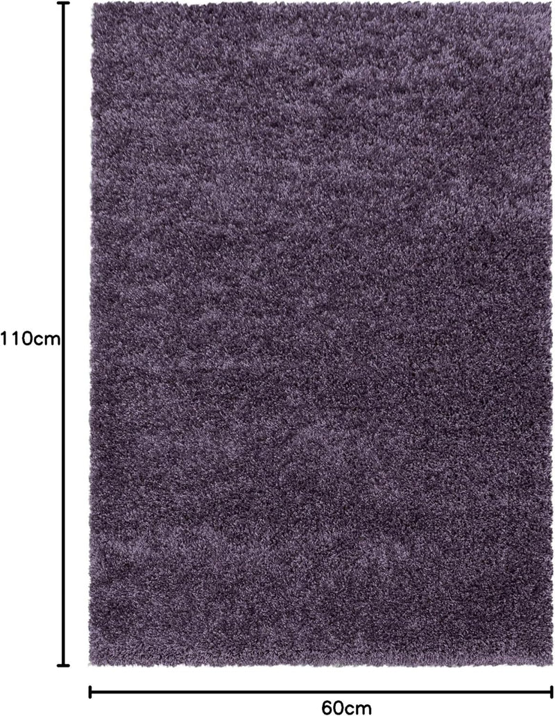 HomebyHome Teppich Wohnzimmer Shaggy Hochflor Violett Schmutzabweisend 60x110 cm Läufer Flur - Flaus